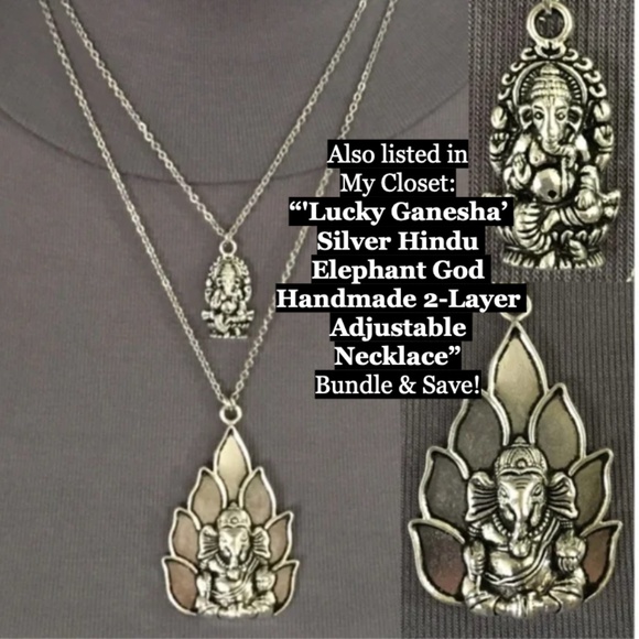 Hindu Ganesha & Shiva Handmade 2-Layer Silver Necklace - Picture 15 of 15